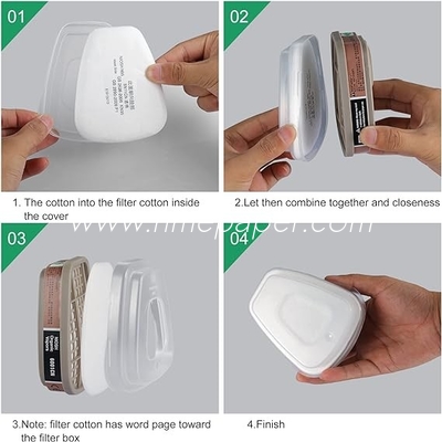 Gas 2mm Mask Filter Cotton Filter Cartridges Replacement For Gas Respirator