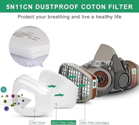 Gas 2mm Mask Filter Cotton Filter Cartridges Replacement For Gas Respirator